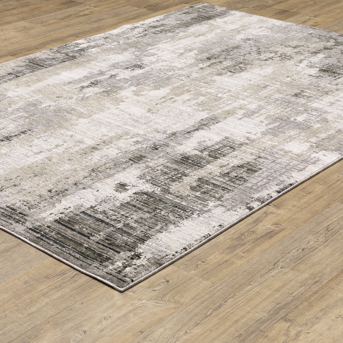 Nebulous Distressed Grey/ Beige Abstract Cut Pile Rug