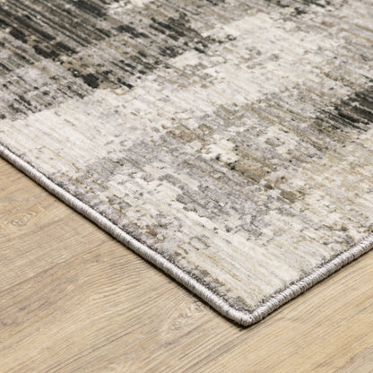 Nebulous Distressed Grey/ Beige Abstract Cut Pile Rug