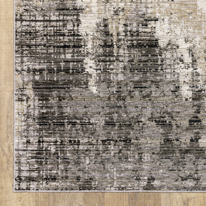 Nebulous Distressed Grey/ Beige Abstract Cut Pile Rug