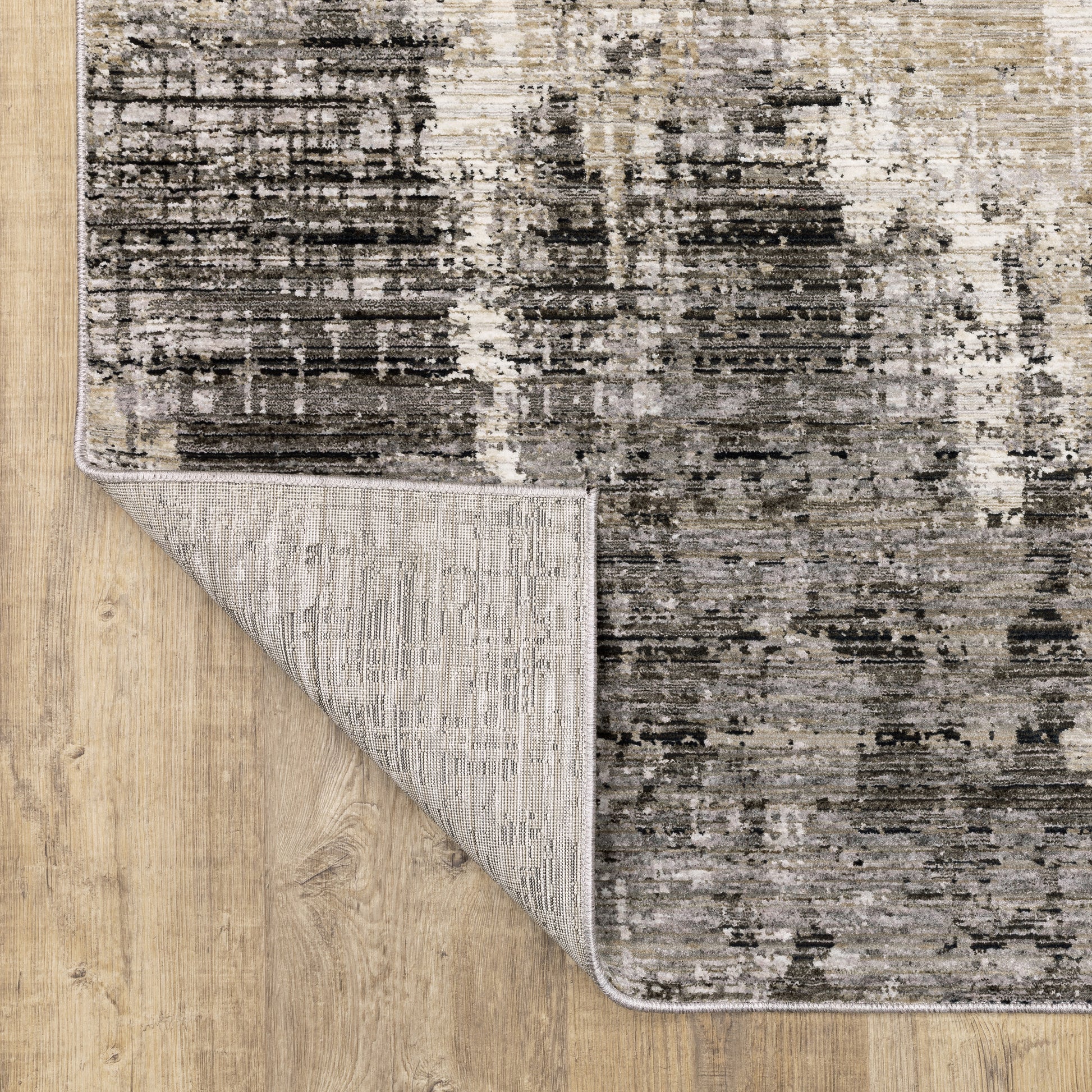 Nebulous Distressed Grey/ Beige Abstract Cut Pile Rug