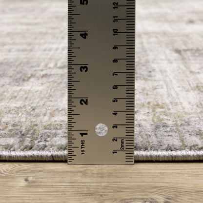 Nebulous Distressed Grey/ Beige Abstract Cut Pile Rug