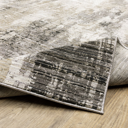 Nebulous Distressed Grey/ Beige Abstract Cut Pile Rug