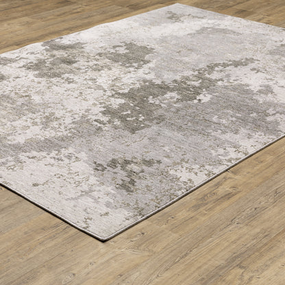 Nebulous Distressed Grey/ Ivory Abstract Cut Pile Rug