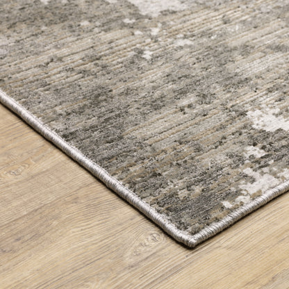 Nebulous Distressed Grey/ Ivory Abstract Cut Pile Rug