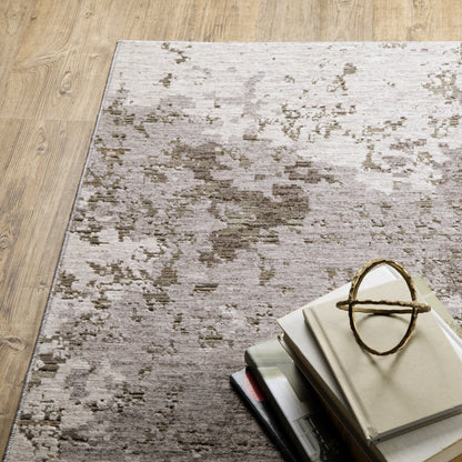 Nebulous Distressed Grey/ Ivory Abstract Cut Pile Rug