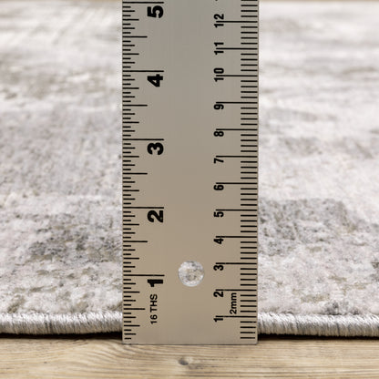 Nebulous Distressed Grey/ Ivory Abstract Cut Pile Rug