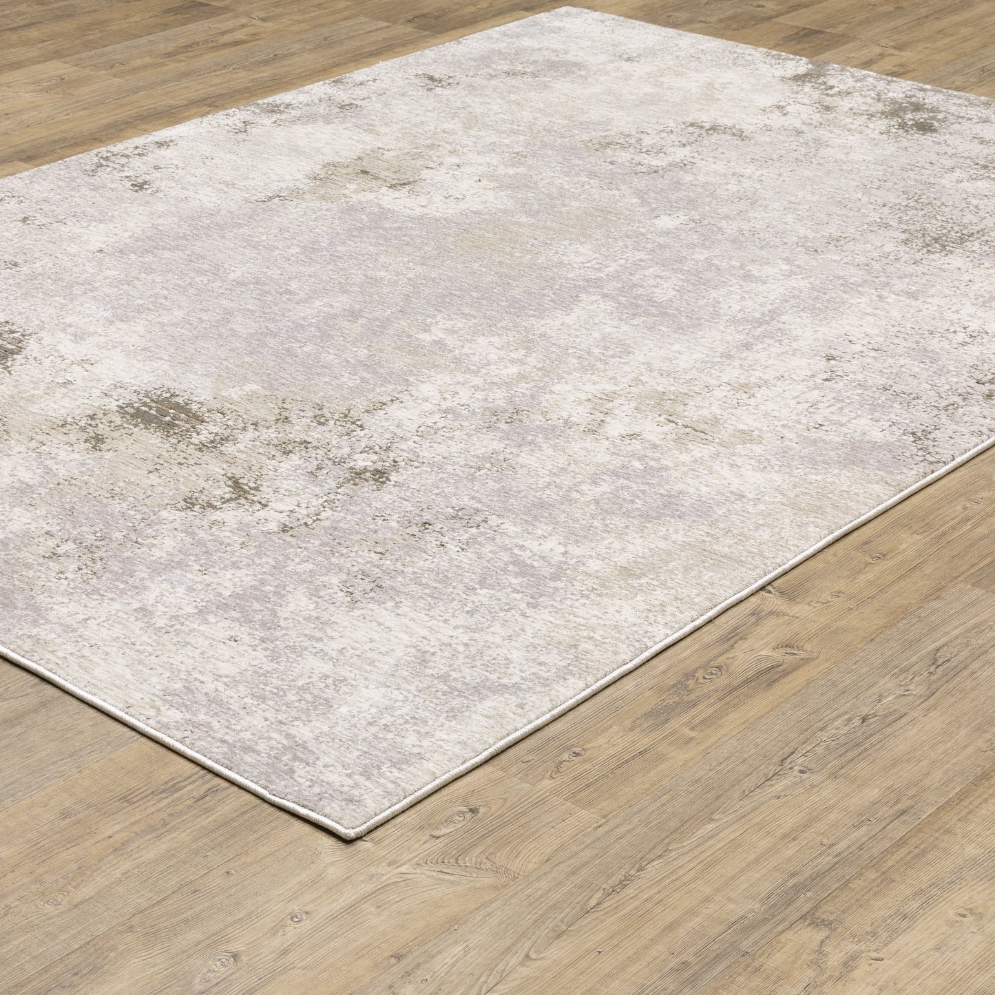 Nebulous Distressed Ivory/ Beige Abstract Cut Pile Rug