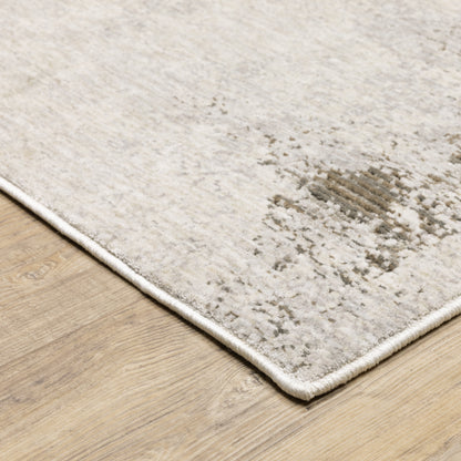 Nebulous Distressed Ivory/ Beige Abstract Cut Pile Rug