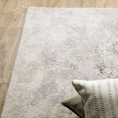 Nebulous Distressed Ivory/ Beige Abstract Cut Pile Rug