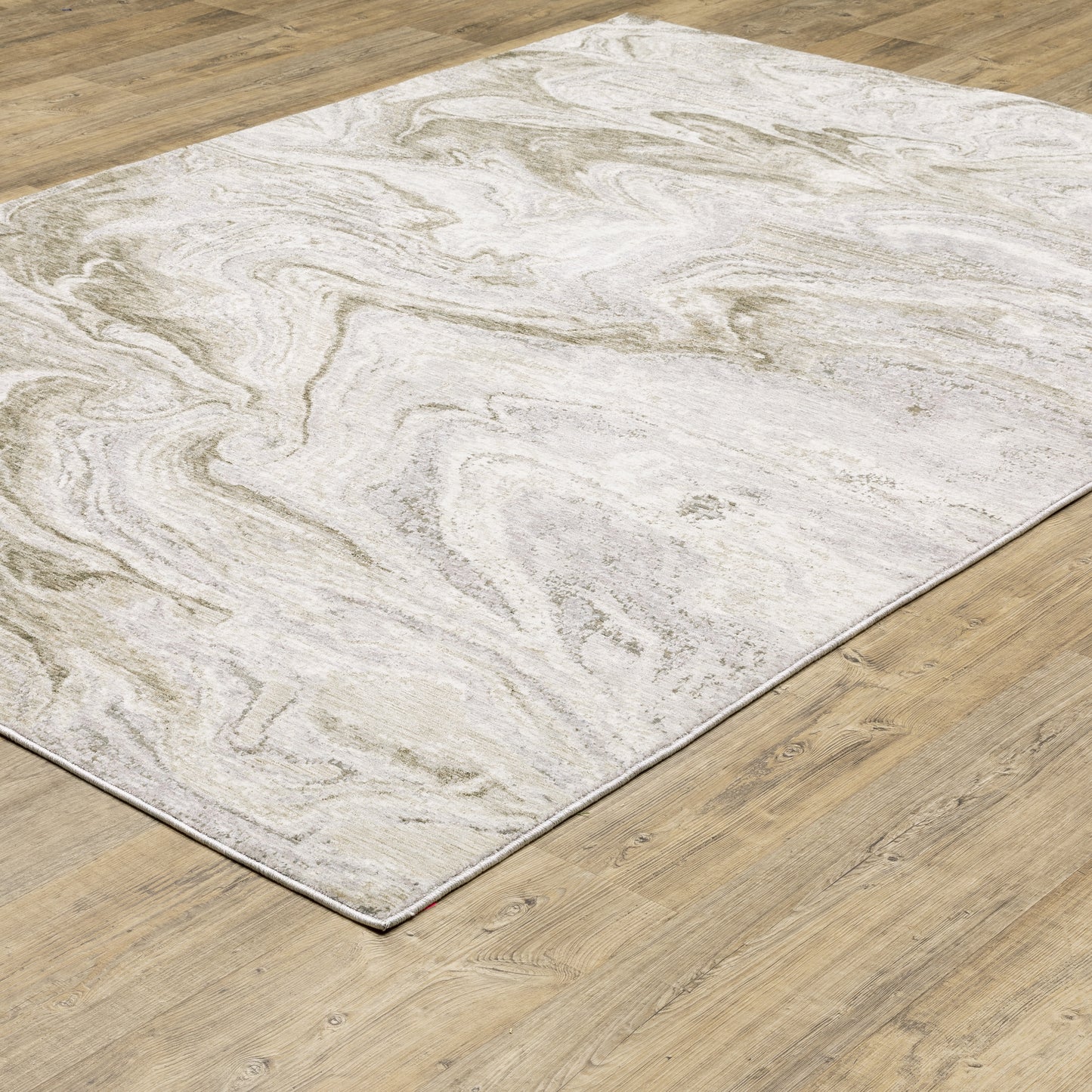 Nebulous Abstract Beige/ Ivory Cut Pile Rug