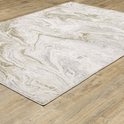 Nebulous Abstract Beige/ Ivory Cut Pile Rug