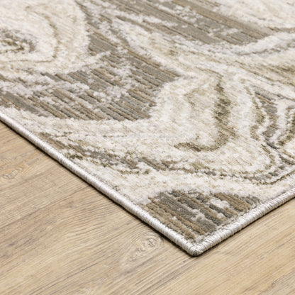Nebulous Abstract Beige/ Ivory Cut Pile Rug