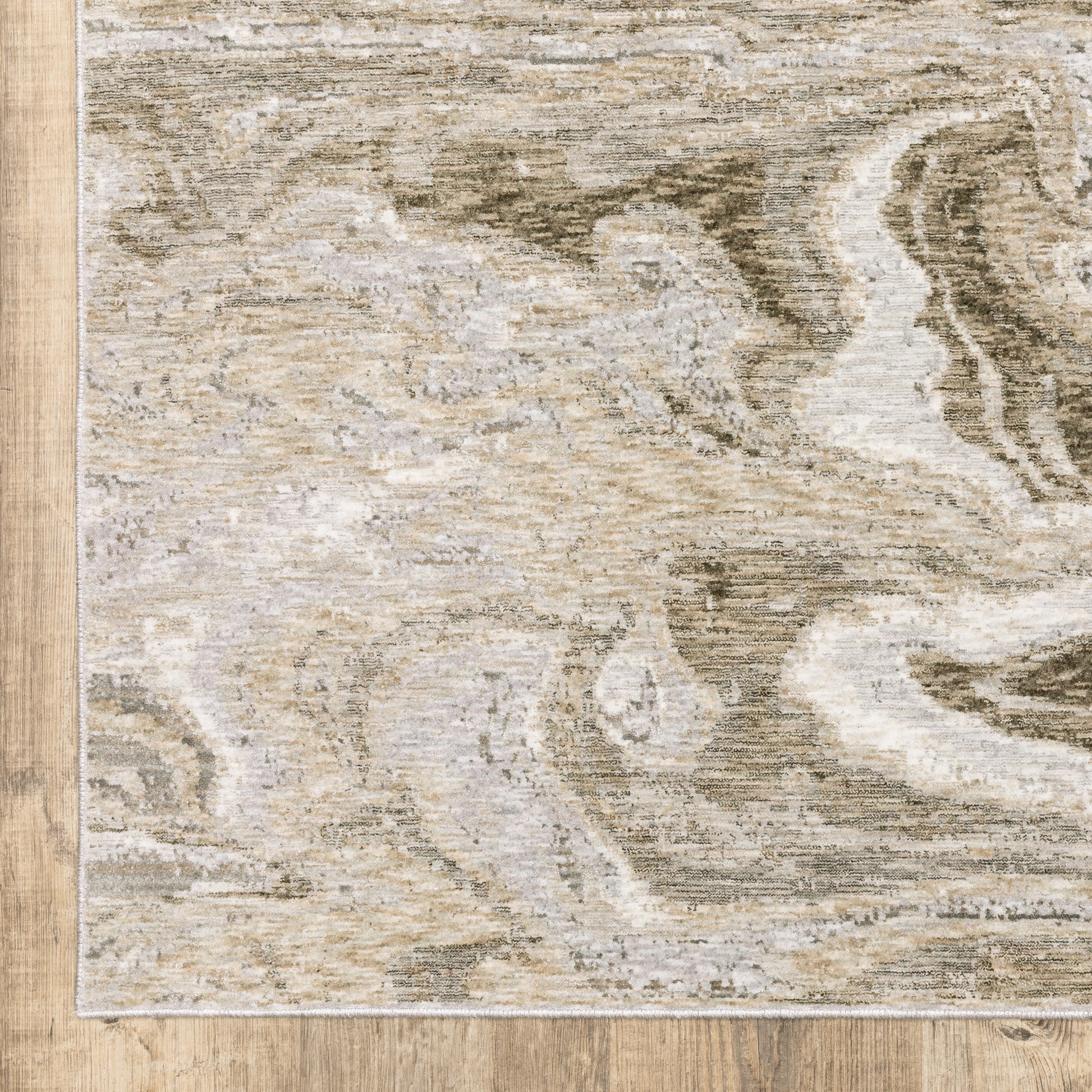 Nebulous Abstract Beige/ Ivory Cut Pile Rug