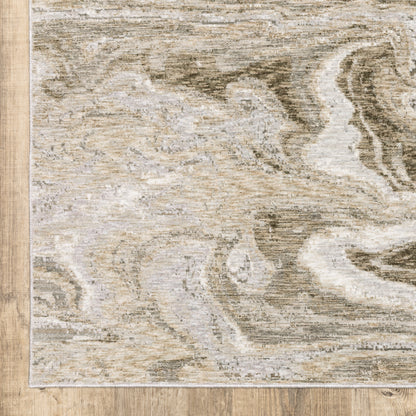 Nebulous Abstract Beige/ Ivory Cut Pile Rug