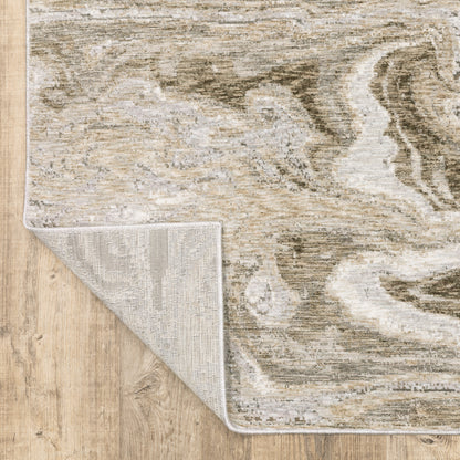 Nebulous Abstract Beige/ Ivory Cut Pile Rug