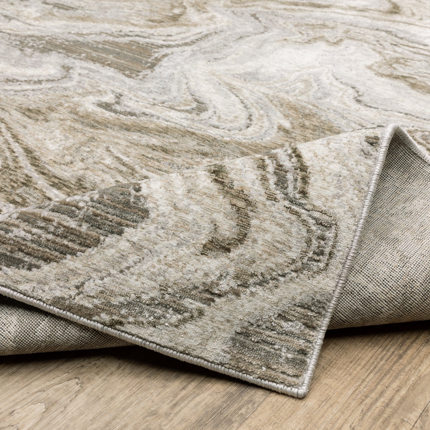 Nebulous Abstract Beige/ Ivory Cut Pile Rug