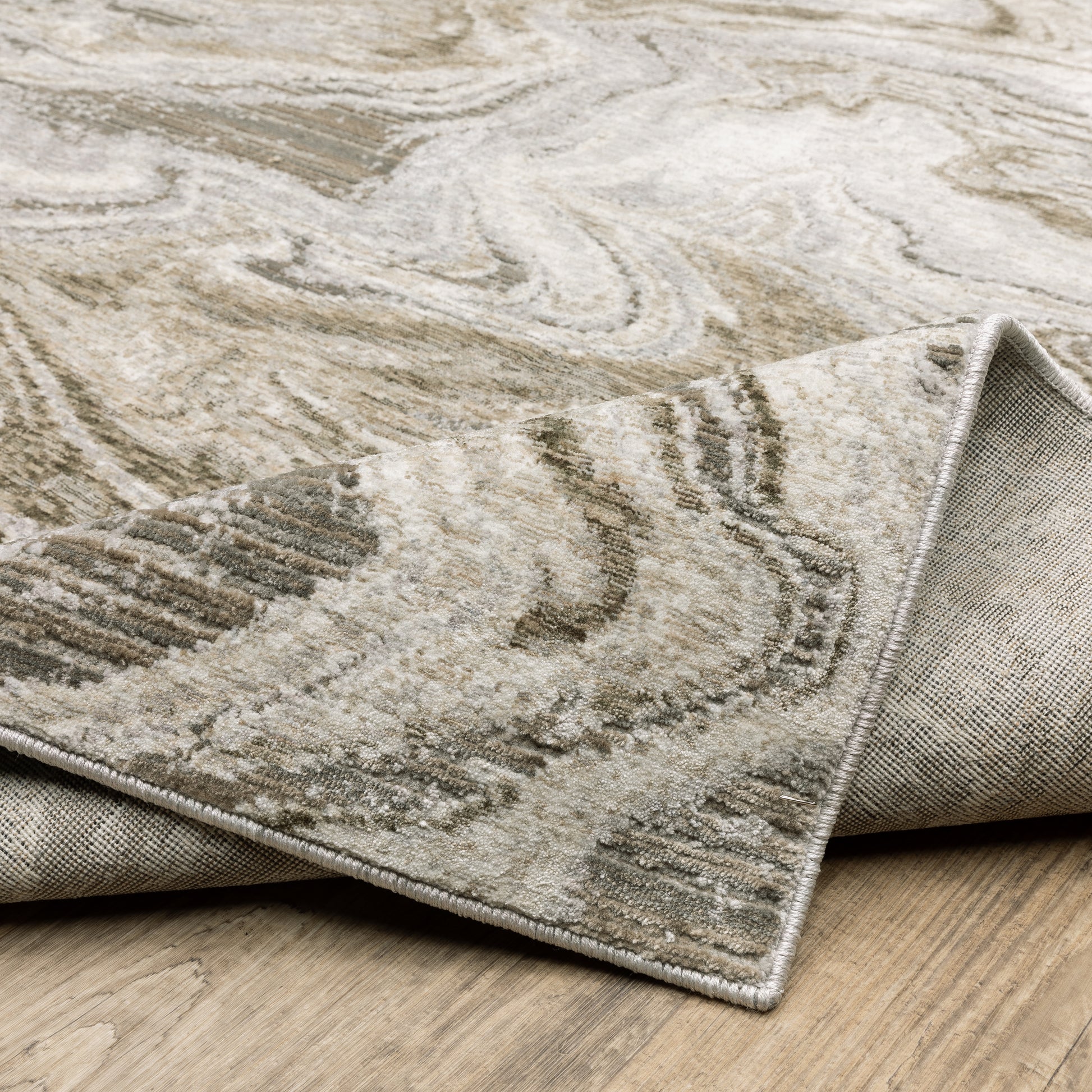 Nebulous Abstract Beige/ Ivory Cut Pile Rug