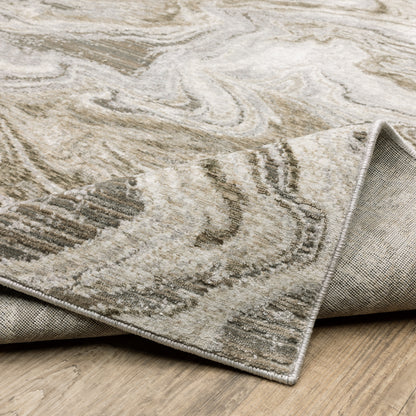 Nebulous Abstract Beige/ Ivory Cut Pile Rug