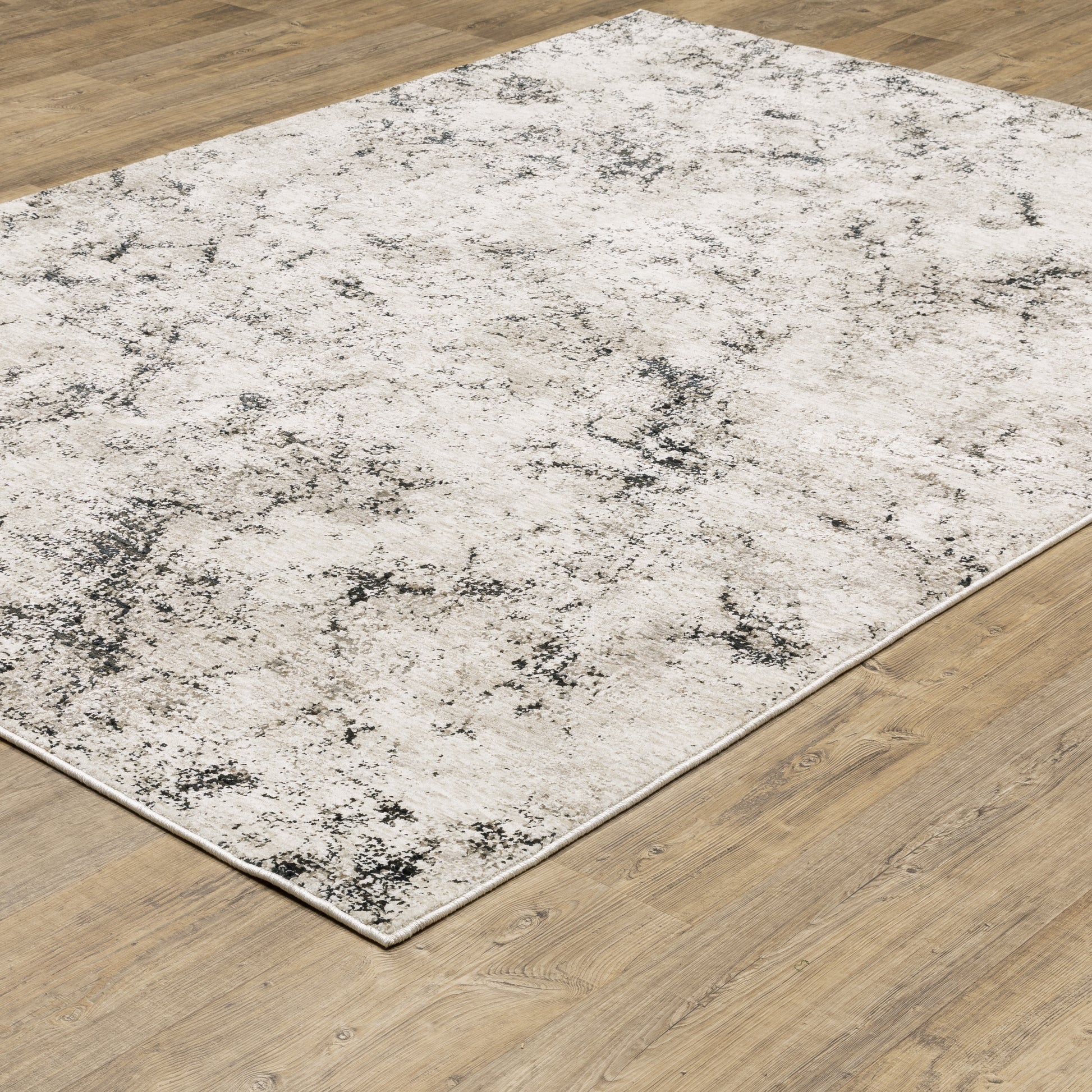 Nebulous Abstract Ivory/ Grey Cut Pile Rug