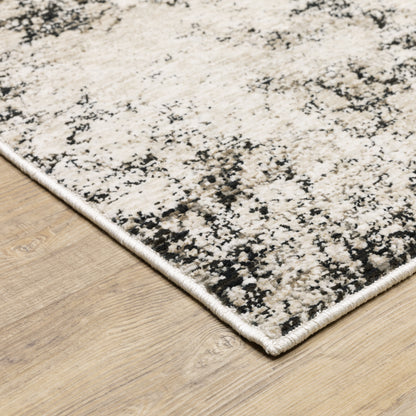 Nebulous Abstract Ivory/ Grey Cut Pile Rug