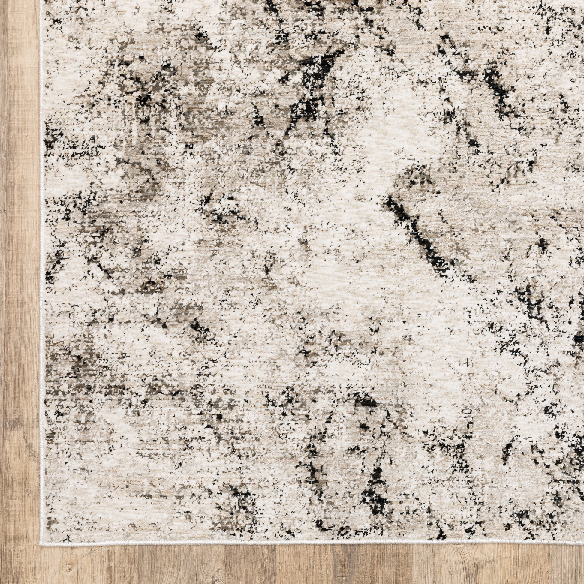 Nebulous Abstract Ivory/ Grey Cut Pile Rug