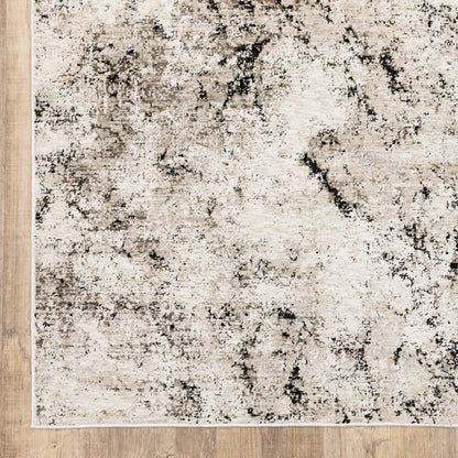 Nebulous Abstract Ivory/ Grey Cut Pile Rug