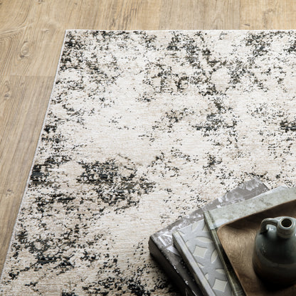 Nebulous Abstract Ivory/ Grey Cut Pile Rug