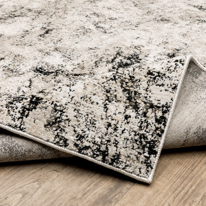 Nebulous Abstract Ivory/ Grey Cut Pile Rug