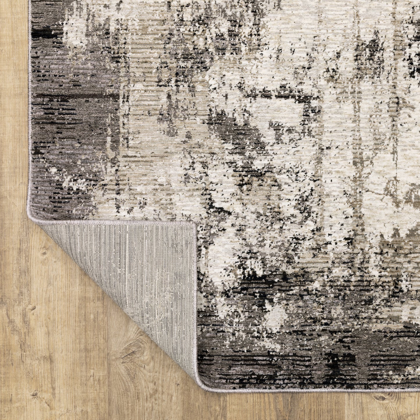 Nebulous Distressed Grey/ Ivory Border Cut Pile Rug
