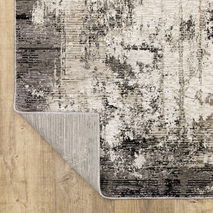 Nebulous Distressed Grey/ Ivory Border Cut Pile Rug
