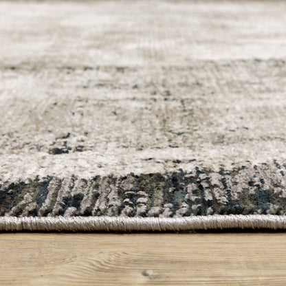 Nebulous Distressed Grey/ Ivory Border Cut Pile Rug