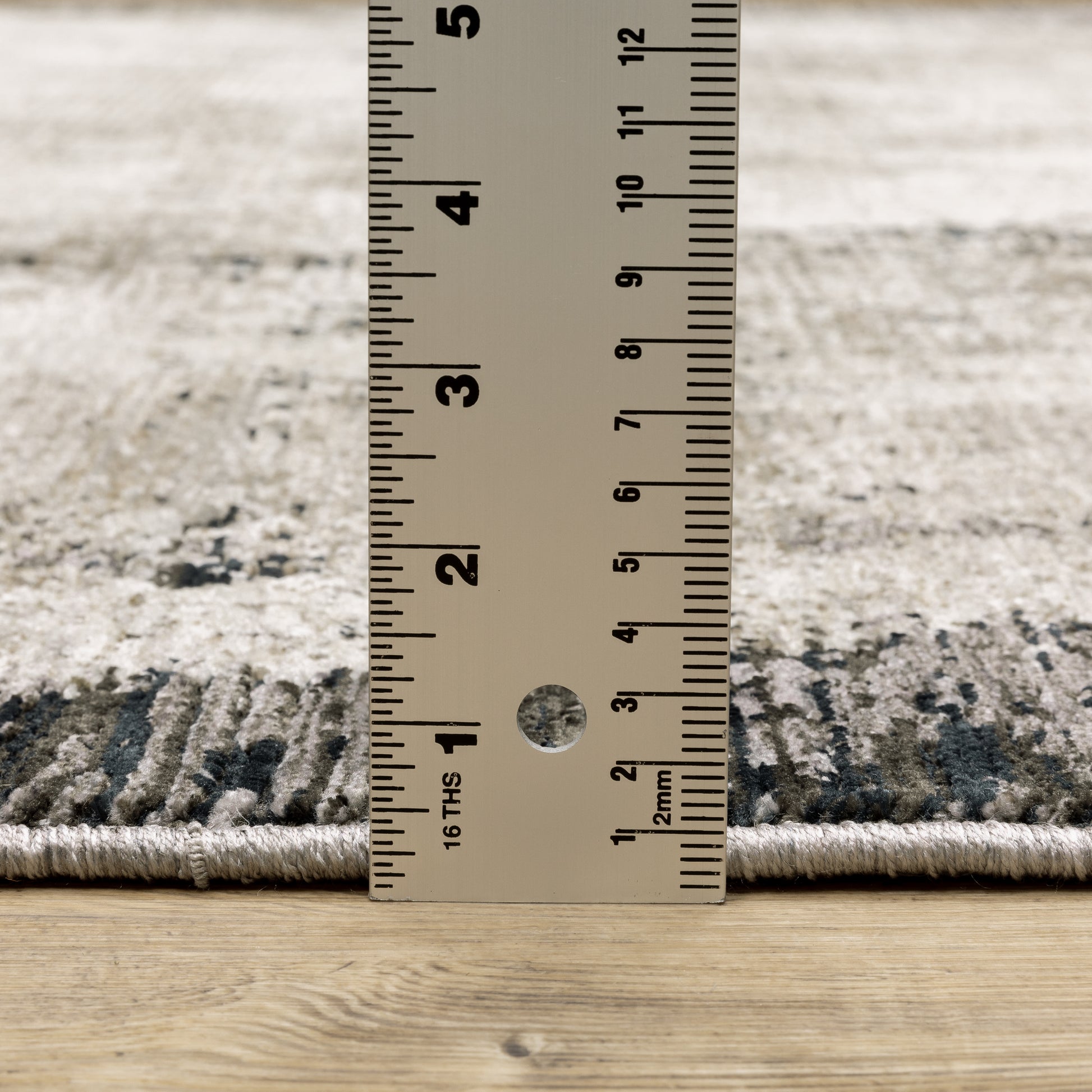 Nebulous Distressed Grey/ Ivory Border Cut Pile Rug
