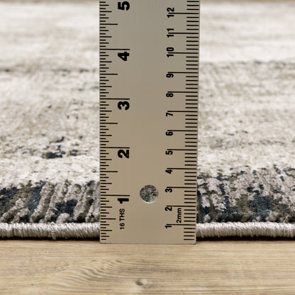 Nebulous Distressed Grey/ Ivory Border Cut Pile Rug