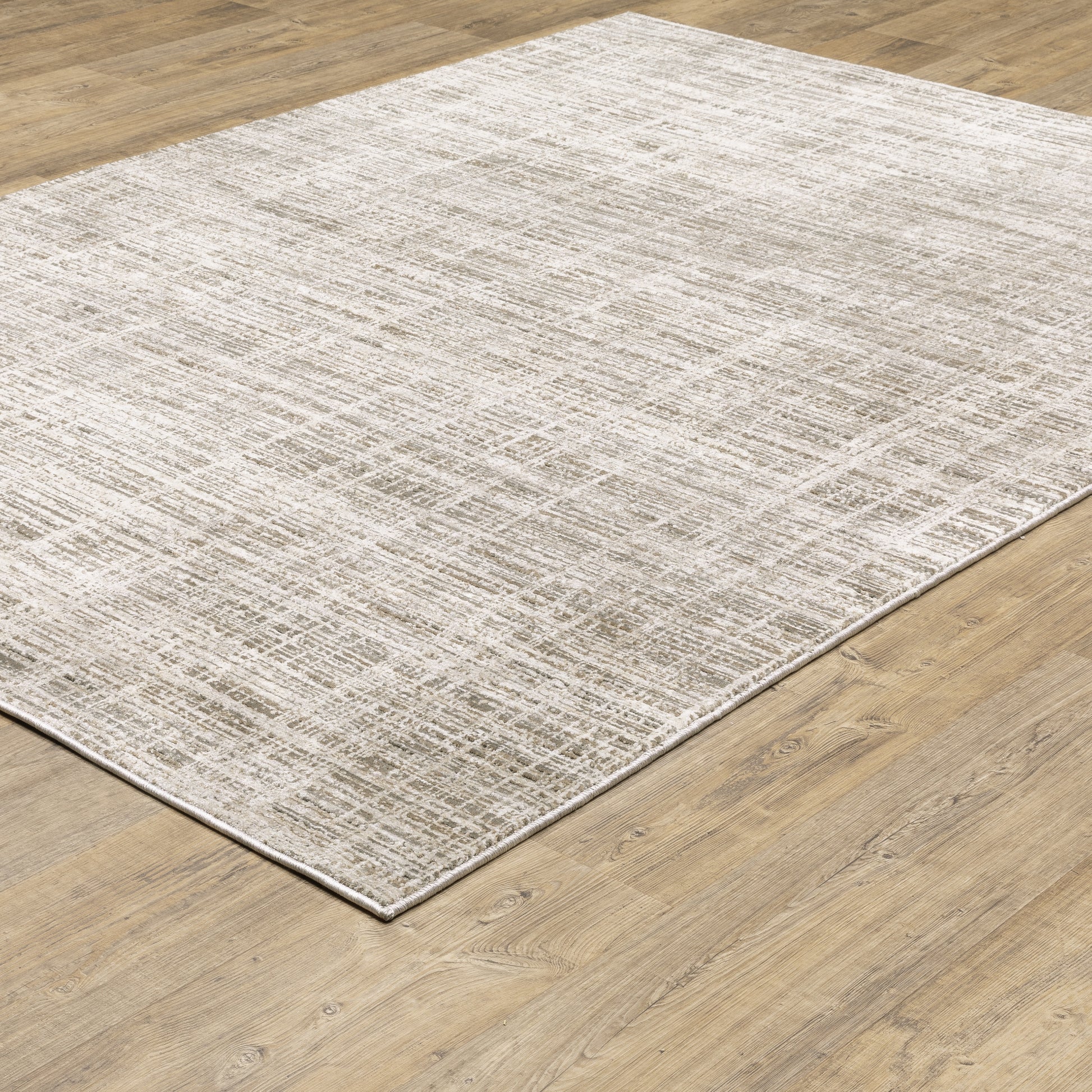 Nebulous Distressed Beige/ Ivory Abstract Cut Pile Rug