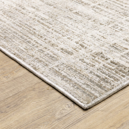 Nebulous Distressed Beige/ Ivory Abstract Cut Pile Rug