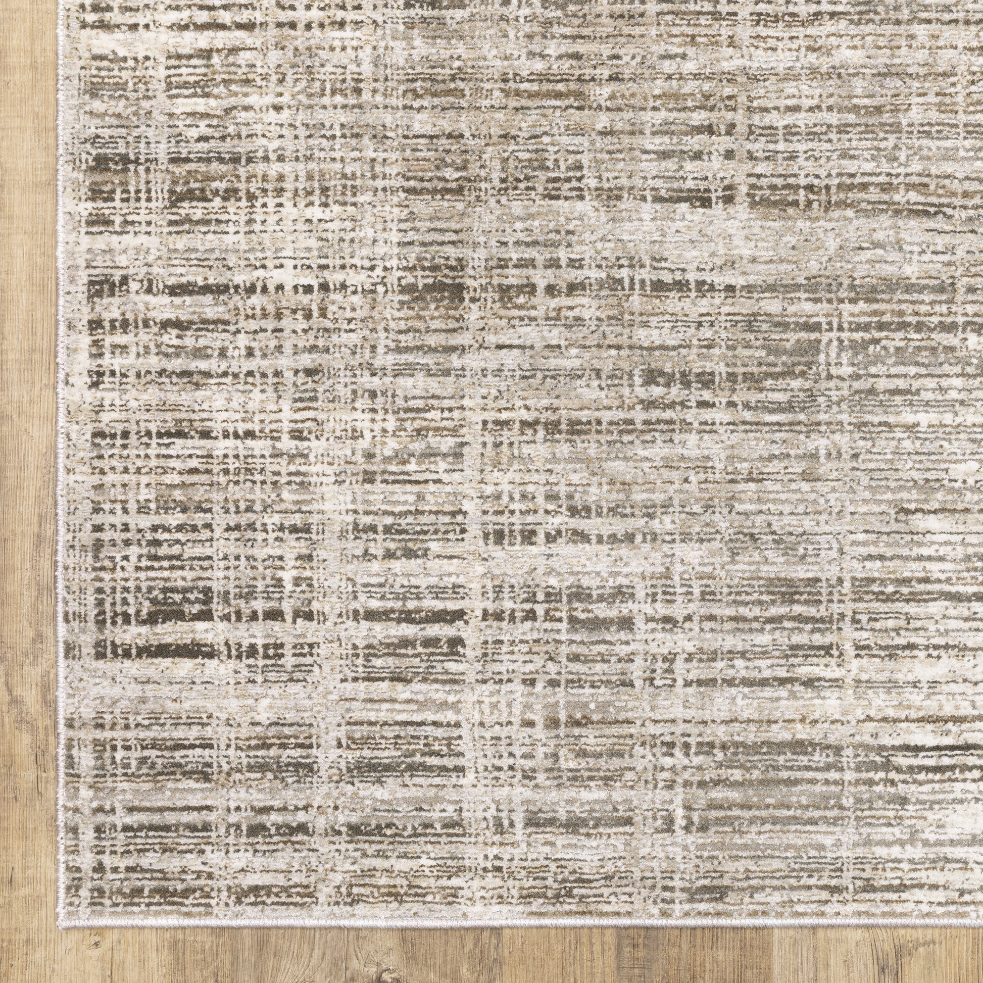 Nebulous Distressed Beige/ Ivory Abstract Cut Pile Rug
