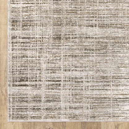 Nebulous Distressed Beige/ Ivory Abstract Cut Pile Rug