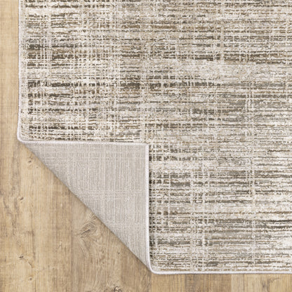 Nebulous Distressed Beige/ Ivory Abstract Cut Pile Rug