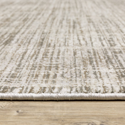 Nebulous Distressed Beige/ Ivory Abstract Cut Pile Rug