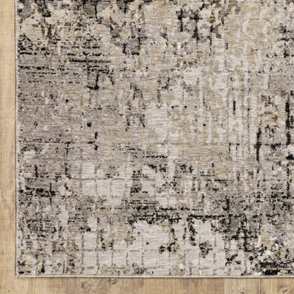 Nebulous Distressed Grey/ Beige Geometric Cut Pile Rug