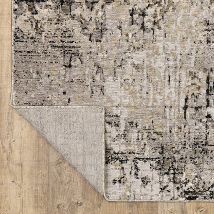 Nebulous Distressed Grey/ Beige Geometric Cut Pile Rug