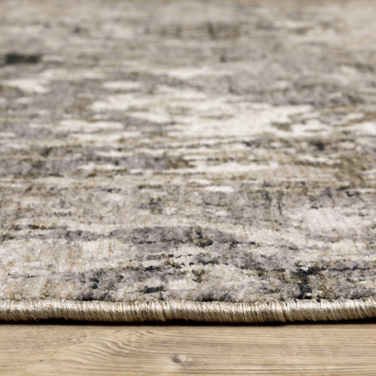 Nebulous Distressed Grey/ Beige Geometric Cut Pile Rug