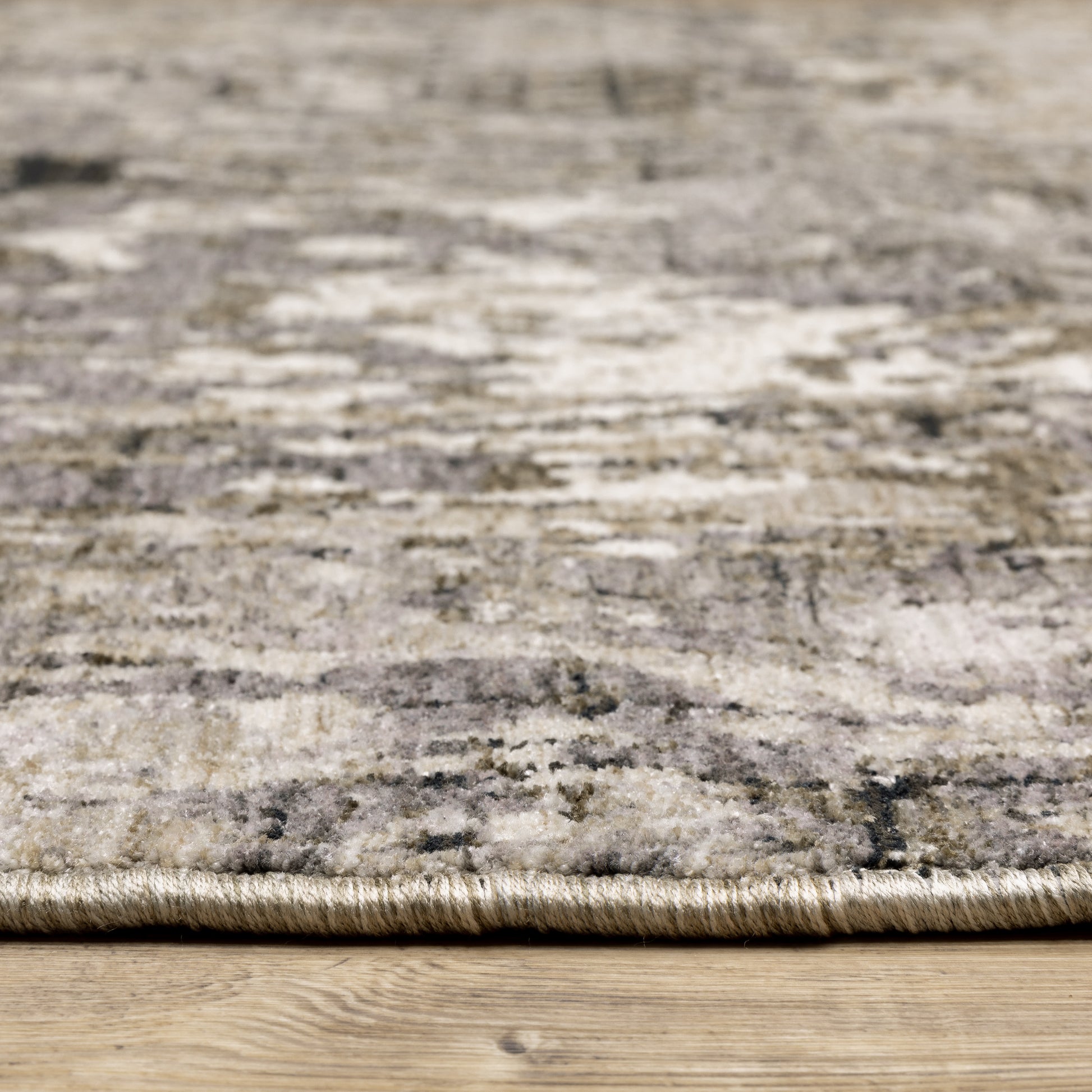 Nebulous Distressed Grey/ Beige Geometric Cut Pile Rug