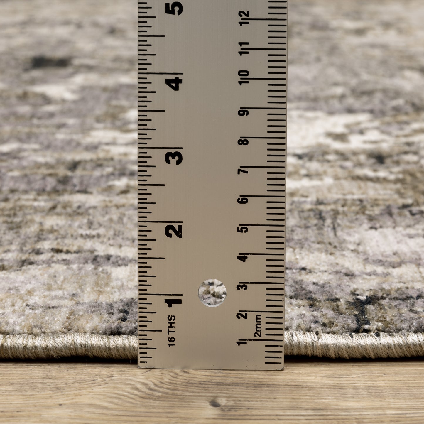 Nebulous Distressed Grey/ Beige Geometric Cut Pile Rug