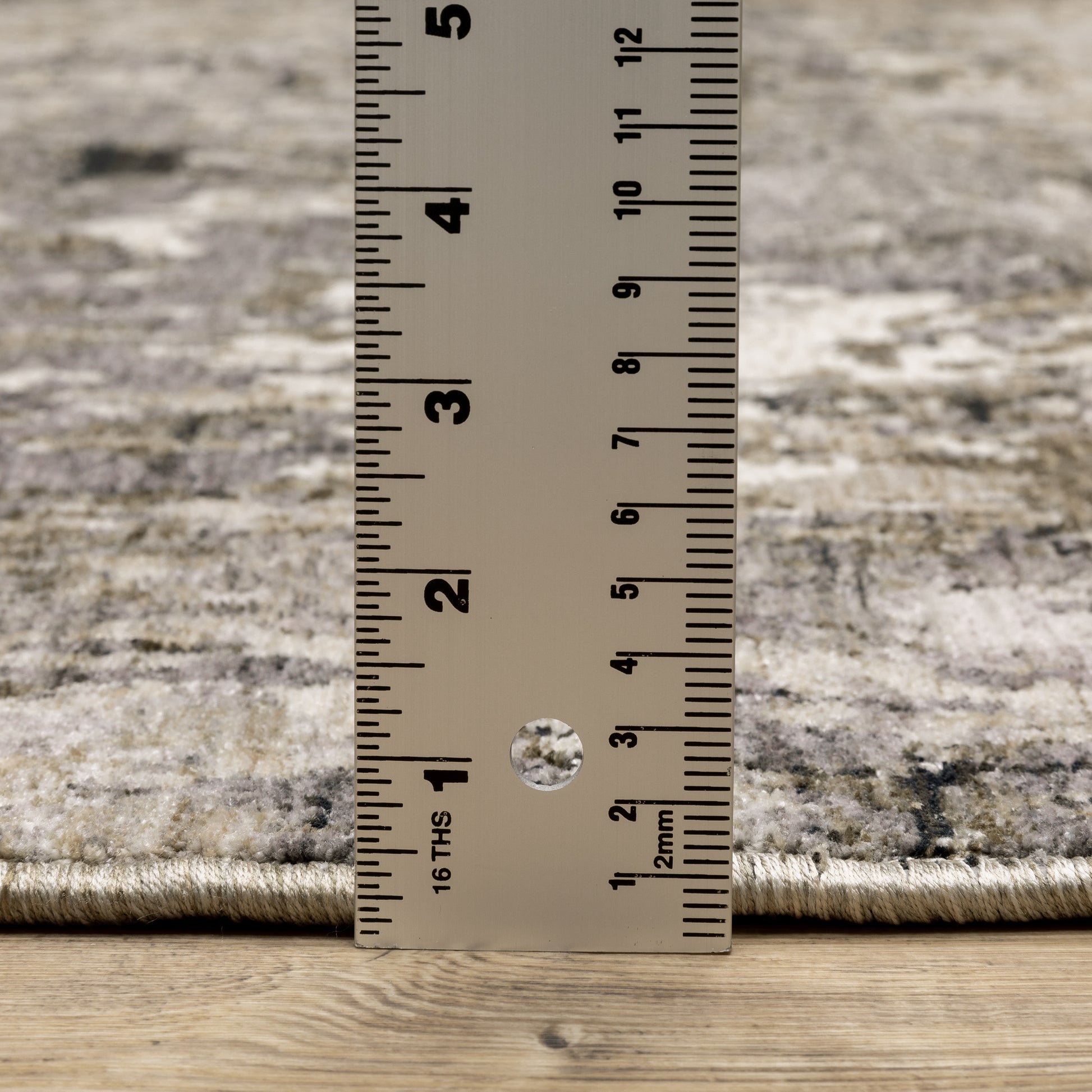 Nebulous Distressed Grey/ Beige Geometric Cut Pile Rug