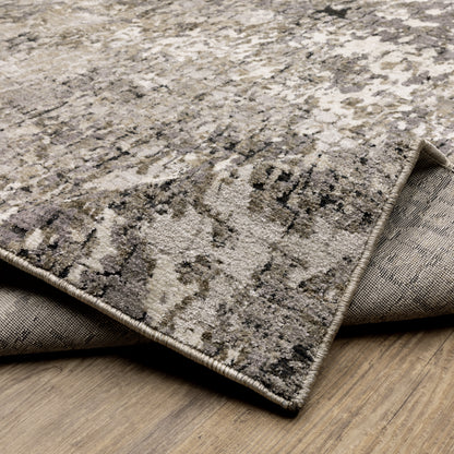 Nebulous Distressed Grey/ Beige Geometric Cut Pile Rug