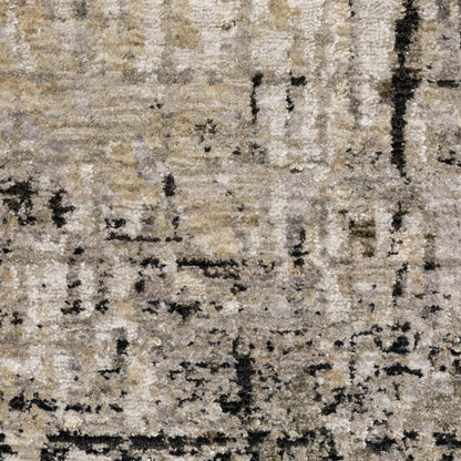 Nebulous Distressed Grey/ Beige Geometric Cut Pile Rug
