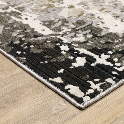 Nebulous Distressed Grey/ Beige Abstract Cut Pile Rug
