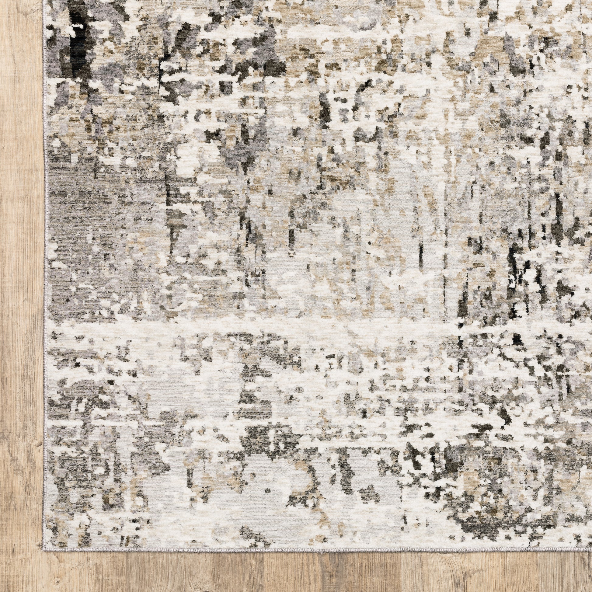 Nebulous Distressed Grey/ Beige Abstract Cut Pile Rug