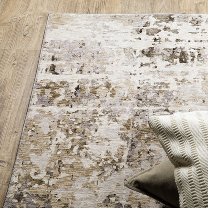 Nebulous Distressed Grey/ Beige Abstract Cut Pile Rug